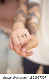 Alt Couple Engagement Ring On Beautiful Day