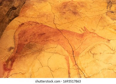 The Altamira Caves, Cantabria. Spanish Rock Art. It Is The Highest Representation Of Cave Painting In Spain