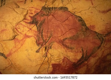 The Altamira Caves, Cantabria. Spanish Rock Art. It Is The Highest Representation Of Cave Painting In Spain