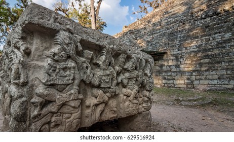 Altar Q Is Located In Front Of Temple 16 In The Acropolis, And Includes Carvings Of The Representations And Names Of The 16 Dynastic Rulers Of Copán. 