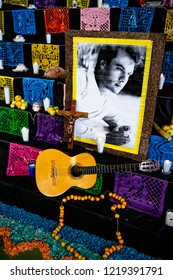 Altar Of Singer Juan Gabriel For The Day Of The Death In Mexico.   Monterrey, Mexico. October 31, 2018