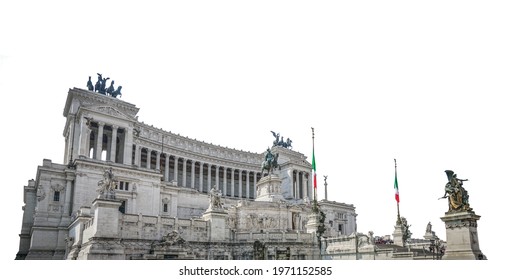 Altare Della Patria (English: Altar Of The Fatherland) Isolated On White Background. Rome, Italy.