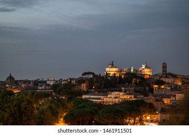 Altare Della Patria Far Away At Night In Rome, Rome Night City Scape