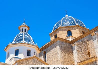 Altea, Spain -  July 8, 2024: Ancient architectural domes in Church of Our Lady of Consolation of Altea - Powered by Shutterstock