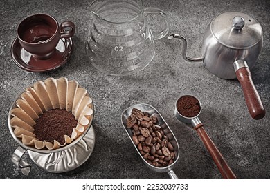 Alternative Coffee Brewing Set. Preparing To Making Fresh Drink