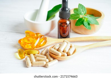 Alternative Medicine Herbal Organic Capsule Vitamin Stock Photo ...