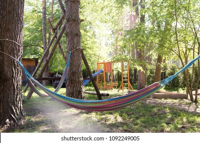 Alternative school playground with a hammock