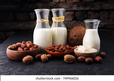 Alternative Types Of Milks. Vegan Substitute Dairy Milk