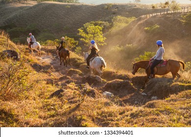 Alto Cebadilla,Monteverde/Costa Rica-January 24 2019: Horseback Riding tour in Monteverde mountains - popular tourist attraction in Costa Rica.
