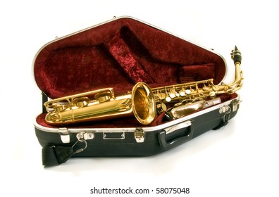 Alto Sax In The Case On White Background