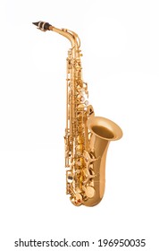 Alto saxophone in soft light isolated on white - Shutterstock ID 196950035