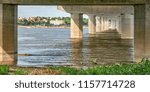 Alton cityscape as seen from under the Clark Bridge acroos the MIssissipi River.