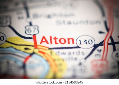 Alton. Illinois. USA On A Geography Map.