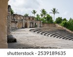 Altos de Chavon amphitheater, a tourist attraction, re-creation of a old Mediterranean style village in La Romana near the Chavon river, Carribean travel,Dominican republic.