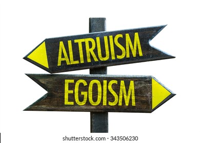 Altruism - Egoism Signpost Isolated On White Background