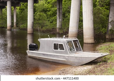 Aluminium Fishing Boat In A Swamp In Louisiana, United States