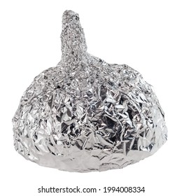 Aluminium Foil Hat Isolated On White Background, Symbol For Conspiracy Theory And Mind Control Protection.