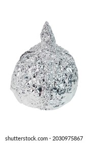 Aluminium Foil Hat Isolated On White Background, Symbol For Conspiracy Theory And Mind Control Protection. Close-up.