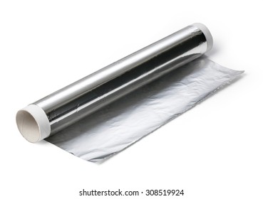 Aluminium Foil Roll Isolated  On White Background With Clipping Path