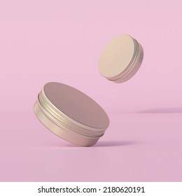 Aluminium metallic round tin, editable cosmetic jar mockup. 3d render