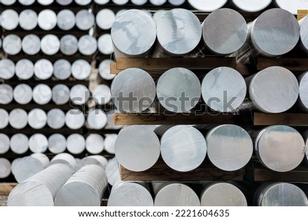 aluminium round bars in outdoor storage