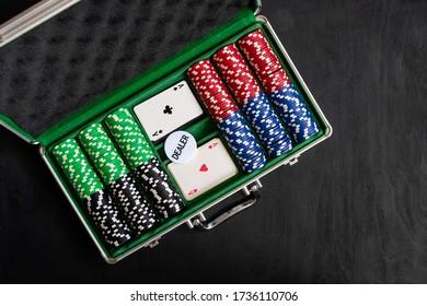 The Aluminium Suitcase With Poker Set, Top View