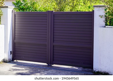 Aluminum Black Door Dark Gray Metal Gate Of House Steel Portal Of Suburb Access Home