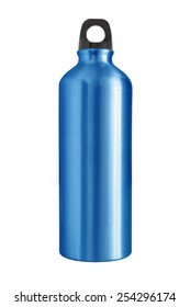 Aluminum bottle water isolated white background