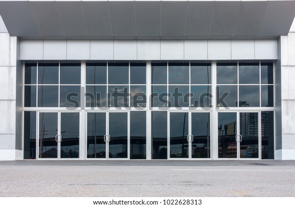 Aluminum Composite Entrance Door Exhibition Hall Stock Photo