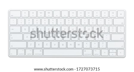 Aluminum computer keyboard Beautiful modern design, isolated on a white background.