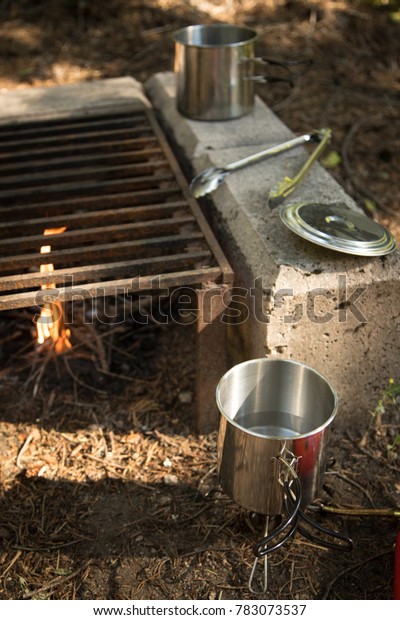 Aluminum Cooking Pot Atop Jet Camp Stock Photo Edit Now 783073537