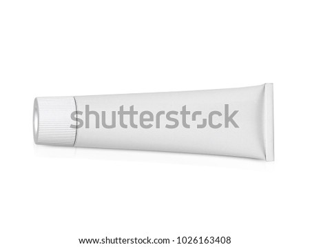 Aluminum cream white tube isolated on white background