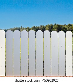 aluminum fence at the countryside with the blue sky in background