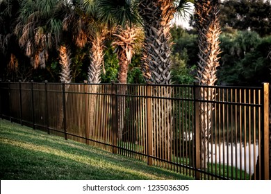 Aluminum Fence at sunset