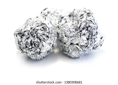 Aluminum Foil Ball Isolated On White Background