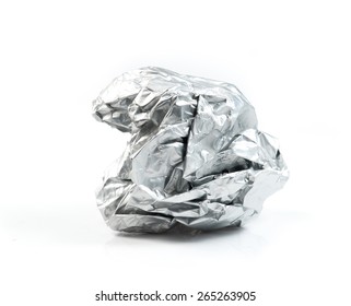 Aluminum Foil Ball On White Background