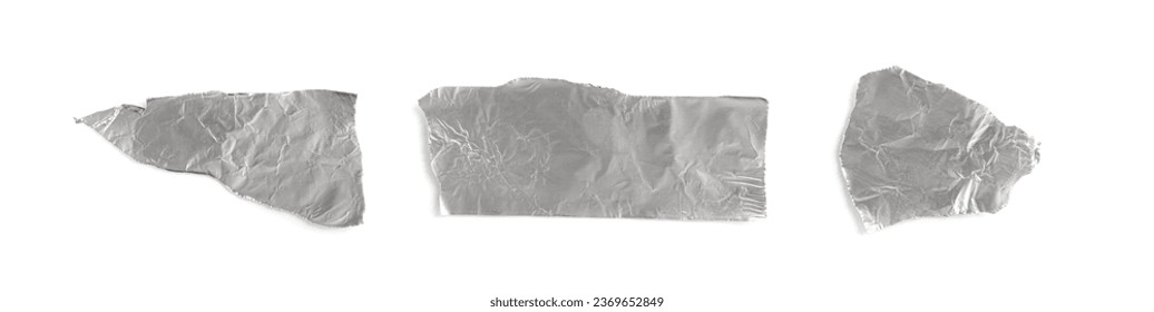 Aluminum Foil Torn Paper Edge Isolated, Wrinkled Aluminium Paper Pattern, Crumpled Tin Material Piece, Textured Abstract Tinfoil Object, Broken Tinfoil Sheet on White Background