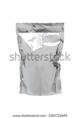 aluminum foil zipper pouch packaging isolated on white background, clipping path