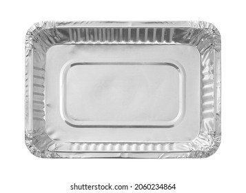 Aluminum food box disposable top view (with clipping path) isolated on white background - Shutterstock ID 2060234864