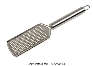 Aluminum grater close-up on white background 
