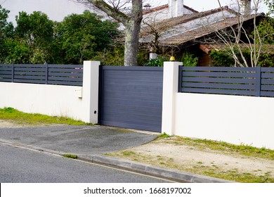 Aluminum gray metal gate portal of suburb house