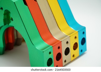 Aluminum Machined Parts by CNC Machine,Anodize Aluminum.Metal parts, milling industry. - Shutterstock ID 2164503503