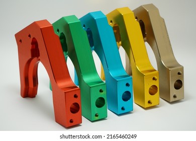 Aluminum Machined Parts by CNC Machine,Anodize Aluminum.Metal parts, milling industry. - Shutterstock ID 2165460249
