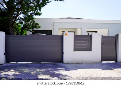 Aluminum modern home green grey gate portal of suburb door house
