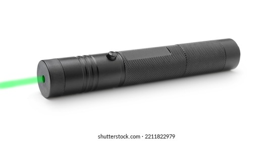 Aluminum Powerful Laser Pointer Isolated On White.