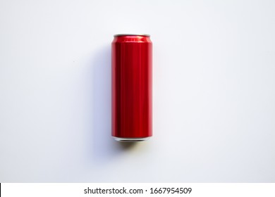 Aluminum red Soda Can Mock-up isolated on white background.High resolution photo.Top view. - Powered by Shutterstock