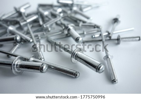 Aluminum rivets on a white background, isolate