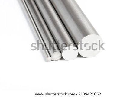 Aluminum round bar for welding, on a white background. Turkish name; Alüminyum yuvarlak çubuk