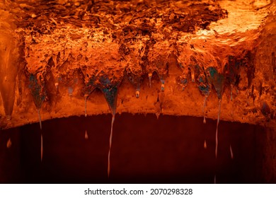 Aluminum Smelter - Furnace - Melting - Close-up To The Inside Of The Furnace