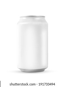 Aluminum White Soda Can. Isolated On White Background